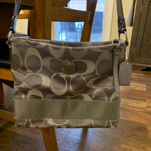Silver Coach crossbody bag